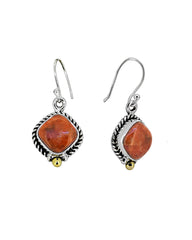 Artisan Handmade Sterling Silver Orange Mohave Turquoise Gemstone Earrings