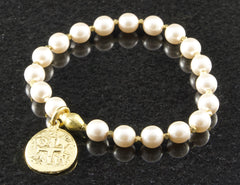 Pearl and Gold Charm Stacking Bracelet