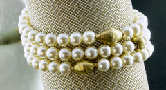Pearl Bracelet, Gold and Pearl Bracelet, Minimalist Bracelet, Stacking Bracelets, Bridal Bracelet Set, Ivory