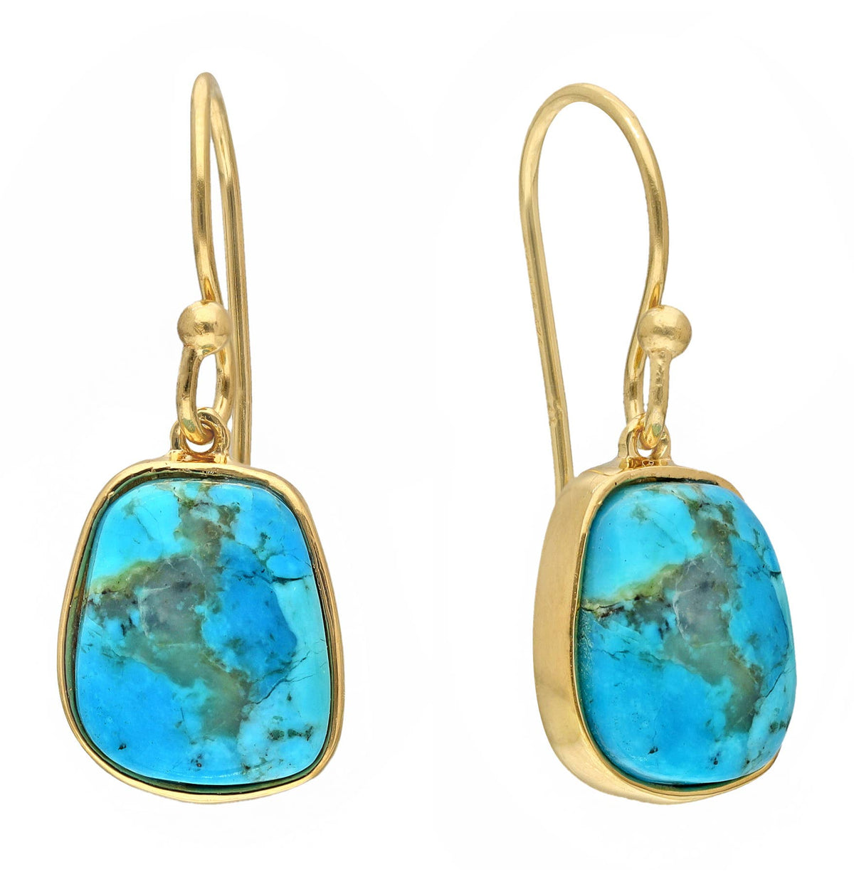 Turquoise and Gold Dangle Earrings