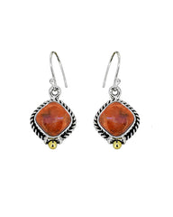Artisan Handmade Sterling Silver Orange Mohave Turquoise Gemstone Earrings